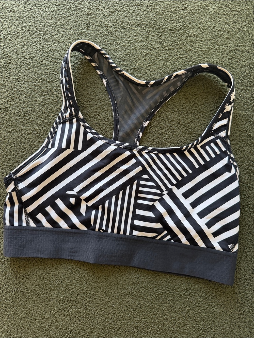 Black & White Striped Racerback Sports Bra